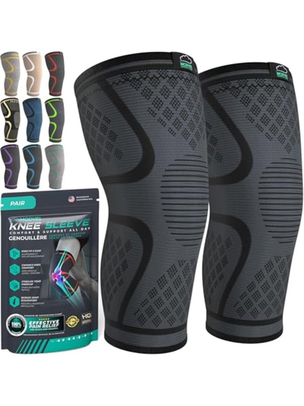 New Compression Knee Brace for Women & Men, 2-Pack Knee Brace for Running